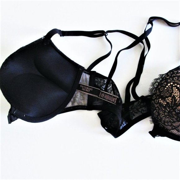 32D VICTORIA'S SECRET Bombshell Push Up Bra +2 Cups Front Close Strappy Back $67 - Picture 7 of 7